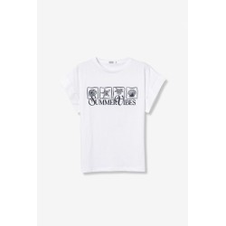 Camiseta blanca estampada Summer Vibes mujer | Tiffosi
