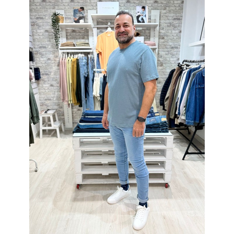 Camiseta lino hombre azul Tiffosi