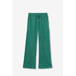 Pantalón verde ancho mujer con cintura elástica | Tiffosi
