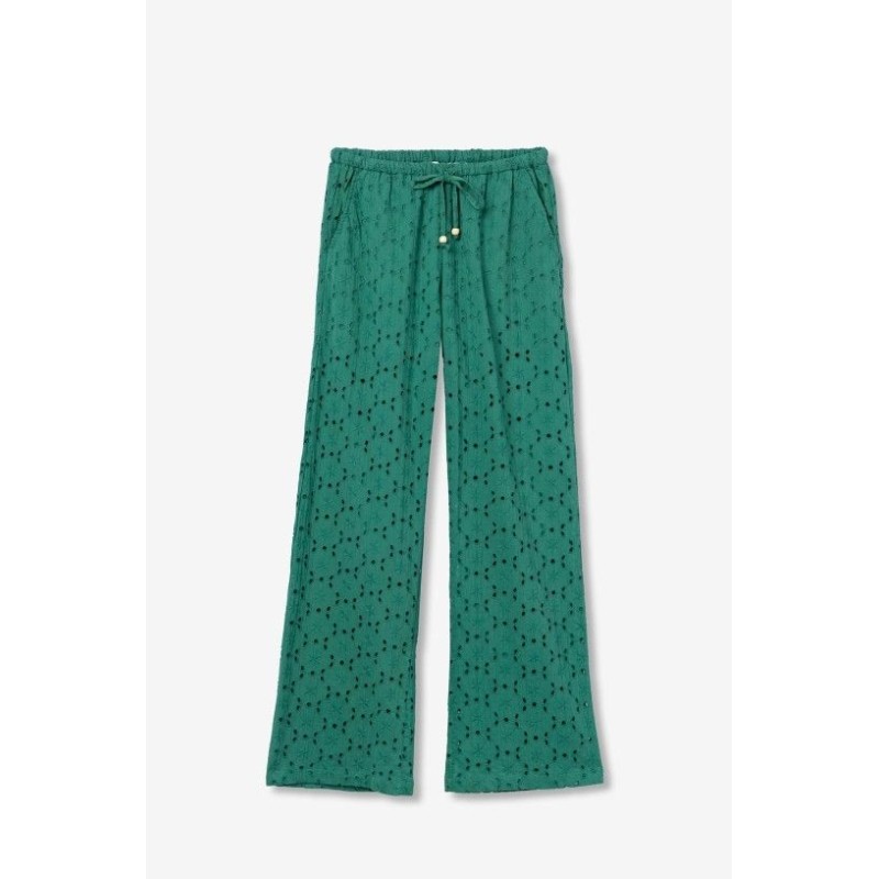 Pantalón verde ancho mujer con cintura elástica | Tiffosi