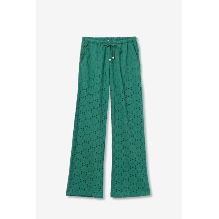 Pantalón verde ancho mujer con cintura elástica | Tiffosi