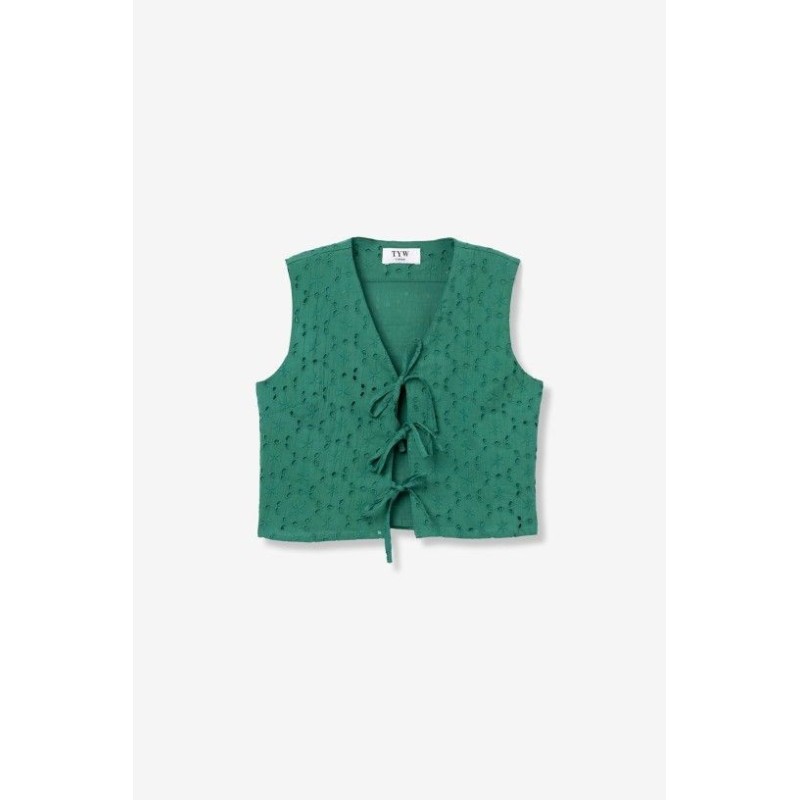 Top verde calado mujer con lazos | TYW