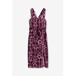 Vestido estampado granate y rosa mujer | Tiffosi