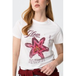 Camiseta blanca mujer con estampado floral | Tiffosi