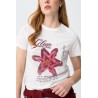 Camiseta blanca mujer con estampado floral | Tiffosi