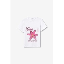 Camiseta blanca mujer con estampado floral | Tiffosi