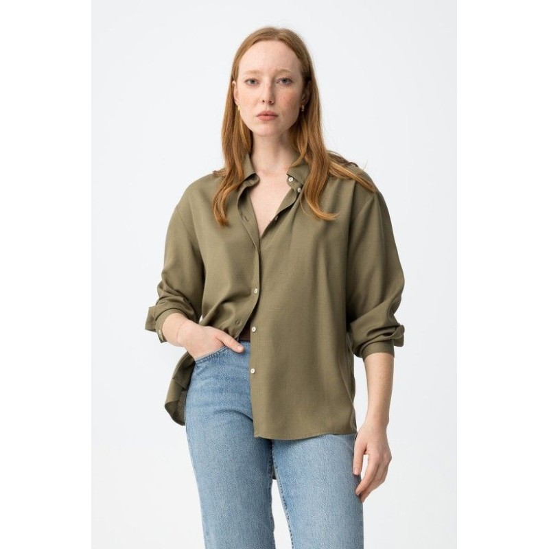 Camisa de lino verde mujer | Tiffosi