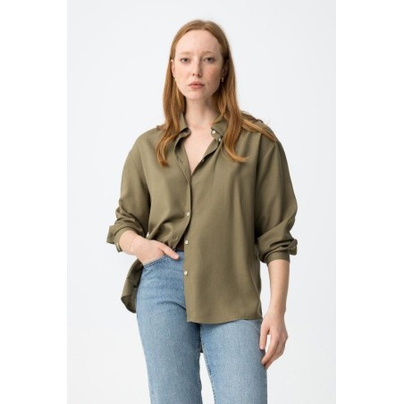 Camisa de lino verde mujer | Tiffosi