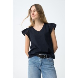 Camiseta mujer escote pico manga calada | Tiffosi