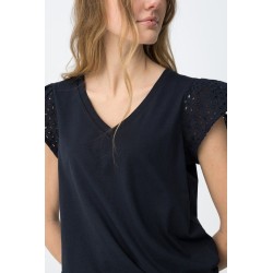 Camiseta mujer escote pico manga calada | Tiffosi