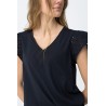 Camiseta mujer escote pico manga calada | Tiffosi