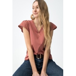 Camiseta mujer escote pico manga calada | Tiffosi