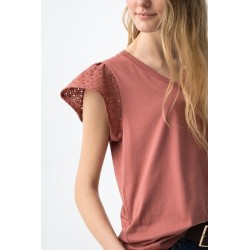 Camiseta mujer escote pico manga calada | Tiffosi