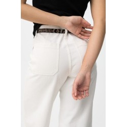 Pantalón blanco ancho mujer con cinturón | Tiffosi