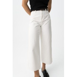 Pantalón blanco ancho mujer con cinturón | Tiffosi