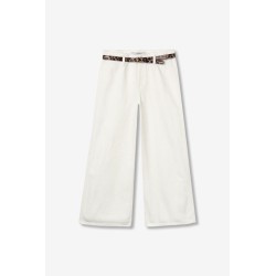 Pantalón blanco ancho mujer con cinturón | Tiffosi