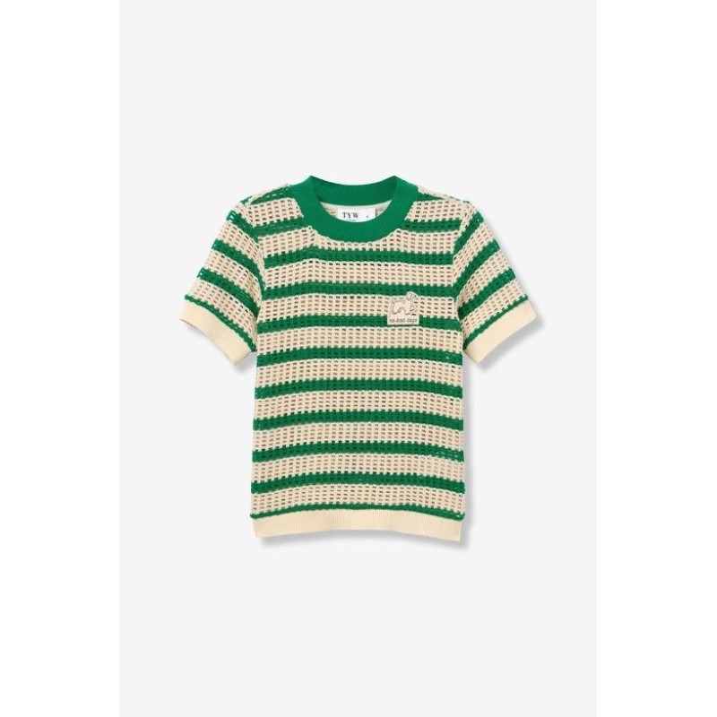 Camiseta de punto rayas verde teen Tiffosi