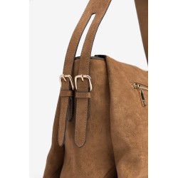 Bolso bandolera marrón efecto ante mujer | Vilanova