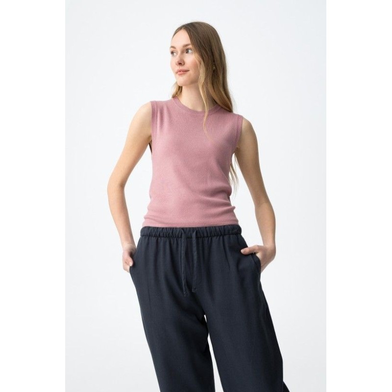 Top de punto sin mangas mujer Tiffosi rosa y marrón