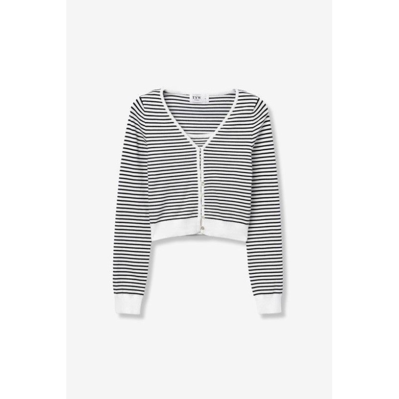 Chaqueta de punto a rayas blancas y negras Tiffosi teen