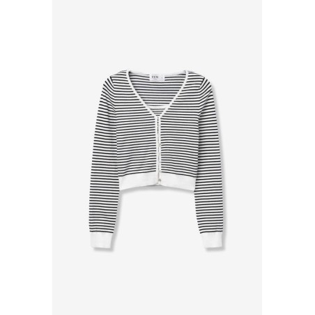 Chaqueta de punto a rayas blancas y negras Tiffosi teen
