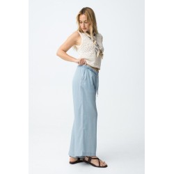 Pantalón fluido azul claro mujer | Pantalón cómodo verano