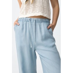 Pantalón fluido azul claro mujer | Pantalón cómodo verano