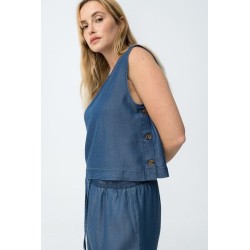 Top denim mujer Tiffosi | Blusa vaquera sin mangas