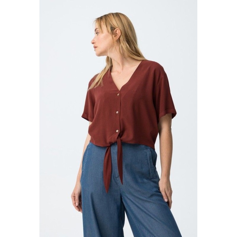 Blusa Tiffosi mujer anudada | Top verano con botones