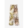 pantalón fluido estampado mujer tonos beige marrón y amarillo