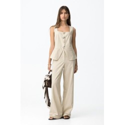 pantalón lino mujer beige fluido elegante verano