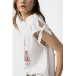 Camiseta blanca mujer verano | Camiseta con lazos