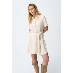 Vestido camisa mujer beige | Vestido lino verano