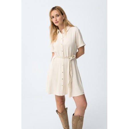 Vestido camisa mujer beige | Vestido lino verano