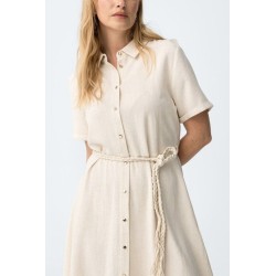 Vestido camisa mujer beige | Vestido lino verano