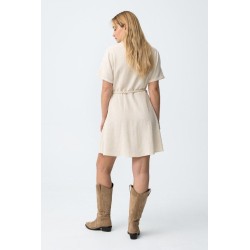 Vestido camisa mujer beige | Vestido lino verano
