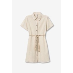 Vestido camisa mujer beige | Vestido lino verano