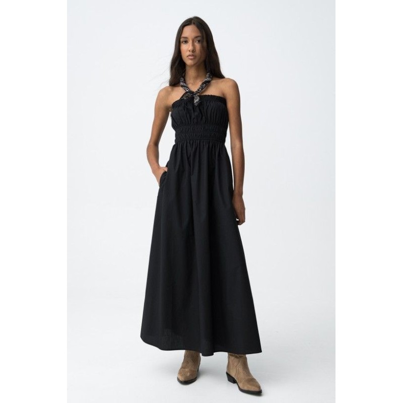 vestido negro Tiffosi mujer palabra de honor fruncido verano