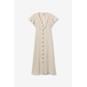 vestido lino Tiffosi mujer beige midi con botones verano