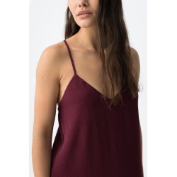 Vestido largo mujer tirantes cruzados negro y burdeos | Tiffosi