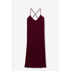 Vestido largo mujer tirantes cruzados negro y burdeos | Tiffosi