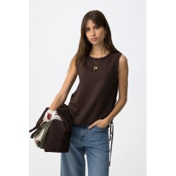 Top marrón mujer sin mangas con lazadas laterales Tiffosi