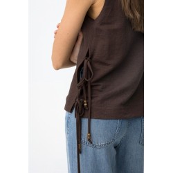 Top marrón mujer con lazadas laterales | Top verano Tiffosi