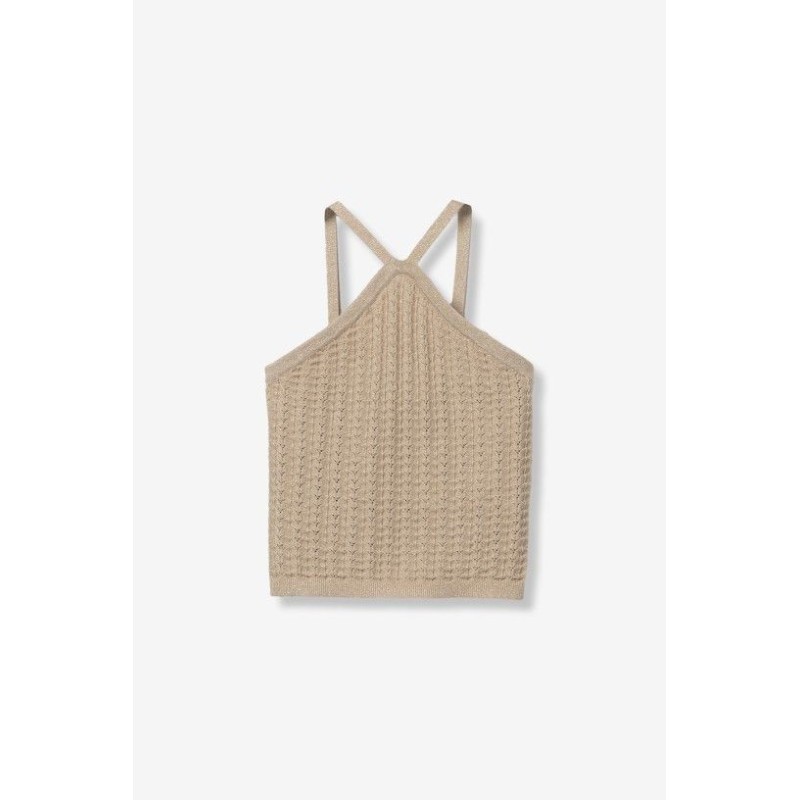 Top mujer de punto fino con tirantes en color beige y burdeos Tiffosi