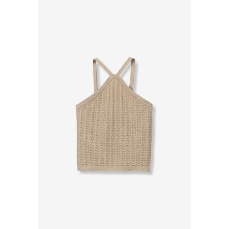 Top mujer de punto fino con tirantes en color beige y burdeos Tiffosi