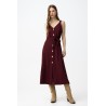 Vestido mujer botones y cinturón beige y burdeos | Tiffosi