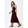 Vestido mujer botones y cinturón beige y burdeos | Tiffosi