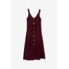 Vestido mujer botones y cinturón beige y burdeos | Tiffosi