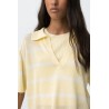 Polo mujer punto rayas beige manga corta | Tiffosi