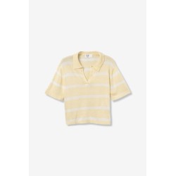 Polo mujer punto rayas beige manga corta | Tiffosi
